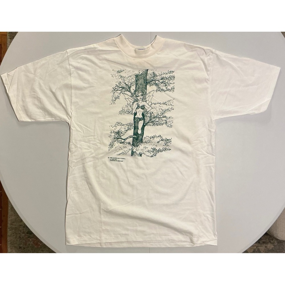 VTG Single Stitch‎ 90s Karen Sue Powell Fairy Fantasy Forest T-Shirt White XL